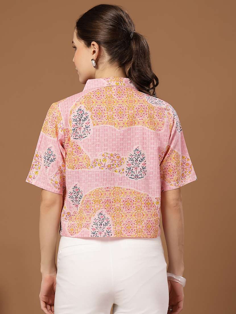 women printed collared crop shirt - 22514786 -  Standard Image - 5