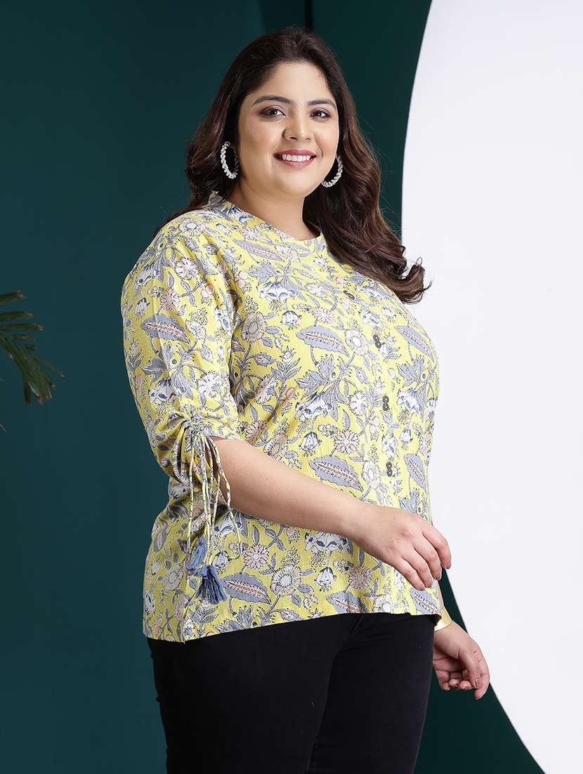 women printed mandarin neck casual top - 22514792 -  Standard Image - 3