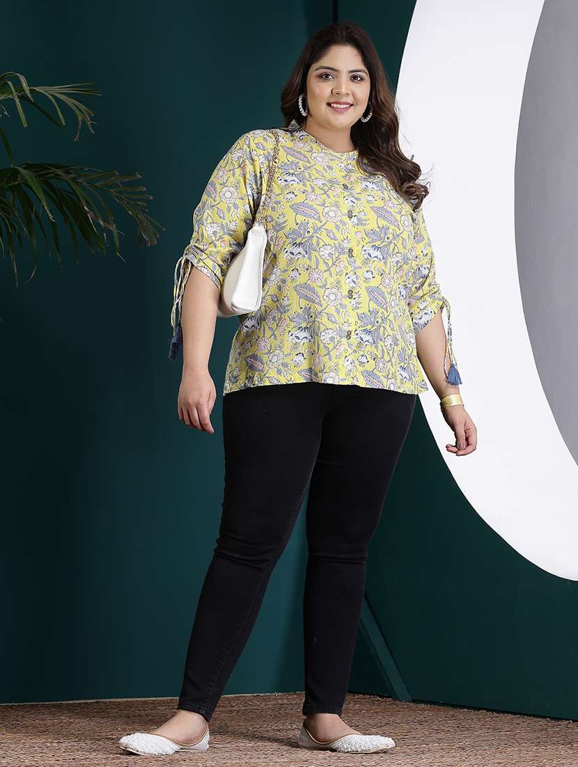 women printed mandarin neck casual top - 22514792 -  Standard Image - 5
