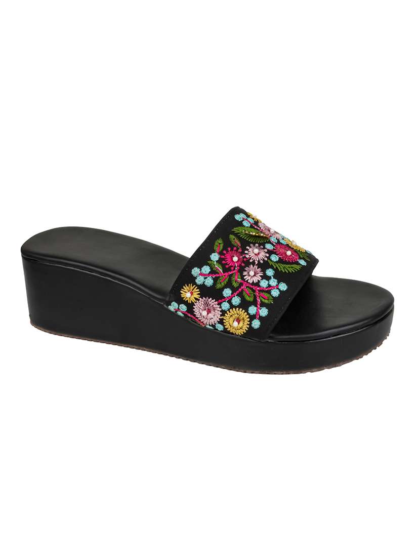 women embroidered slip on wedges - 22514793 -  Standard Image - 3
