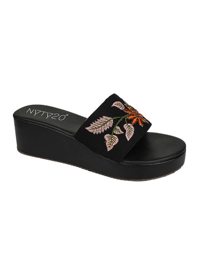 women embroidered slip on wedges - 22514817 -  Standard Image - 3
