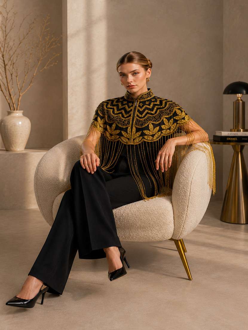 women embroidered cape with fringes - 22514918 -  Standard Image - 5