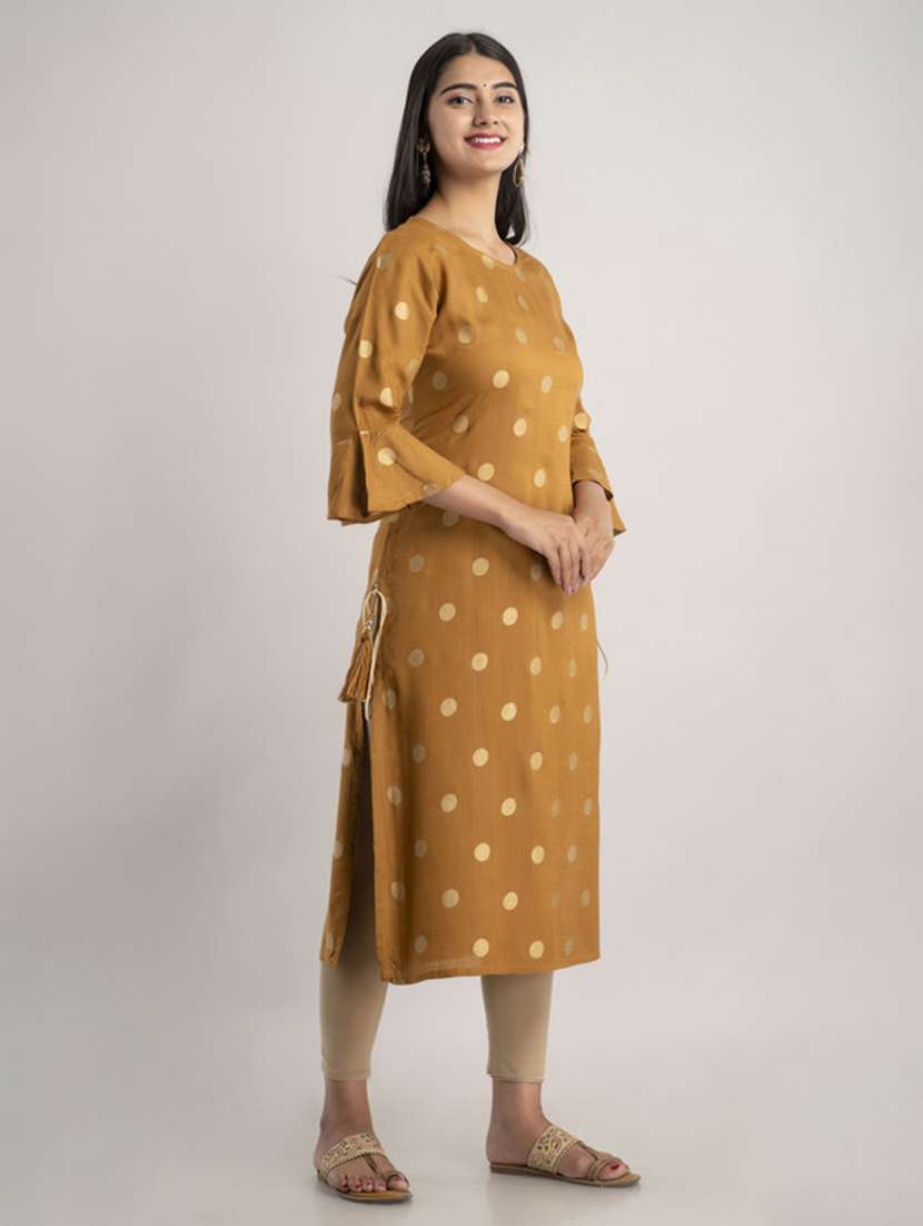 women printed three quarter sleeve straight kurta - 22514937 -  Standard Image - 3