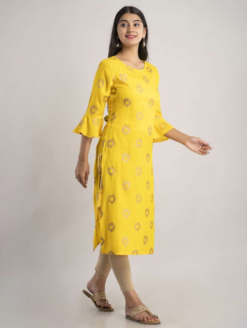 women printed three quarter sleeve straight kurta - 22514938 -  Standard Image - 3