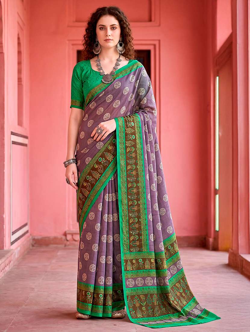 women printed casual wear saree with blouse