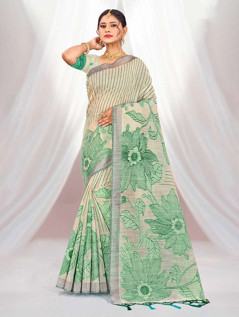 women self design handloom saree with blouse