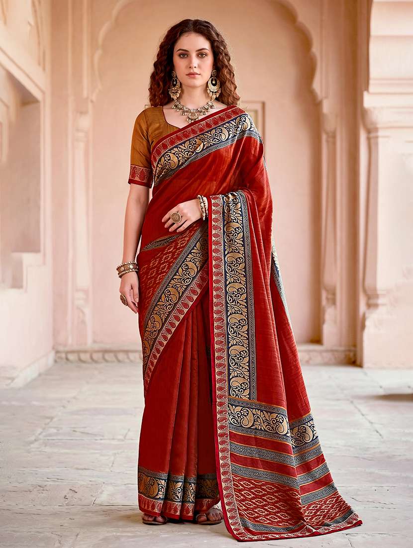 women printed casual wear saree with blouse