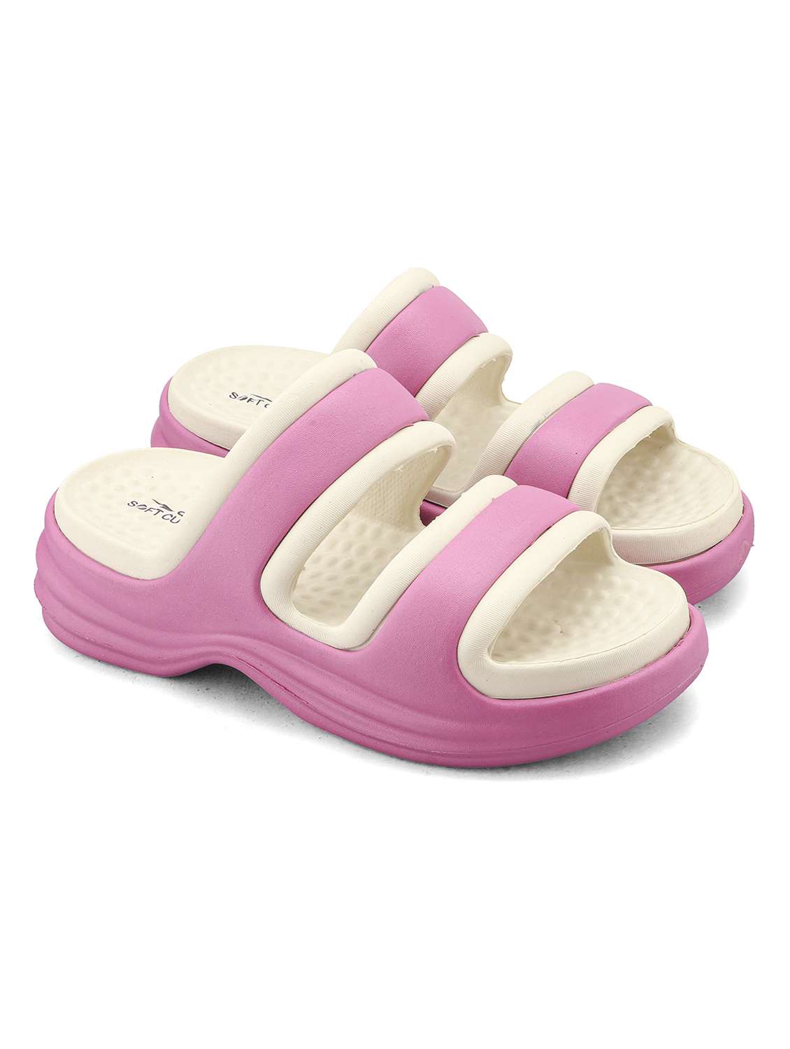 women colourblocked slip on slides