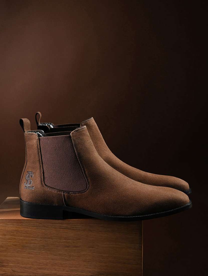 men brown slip on boot
