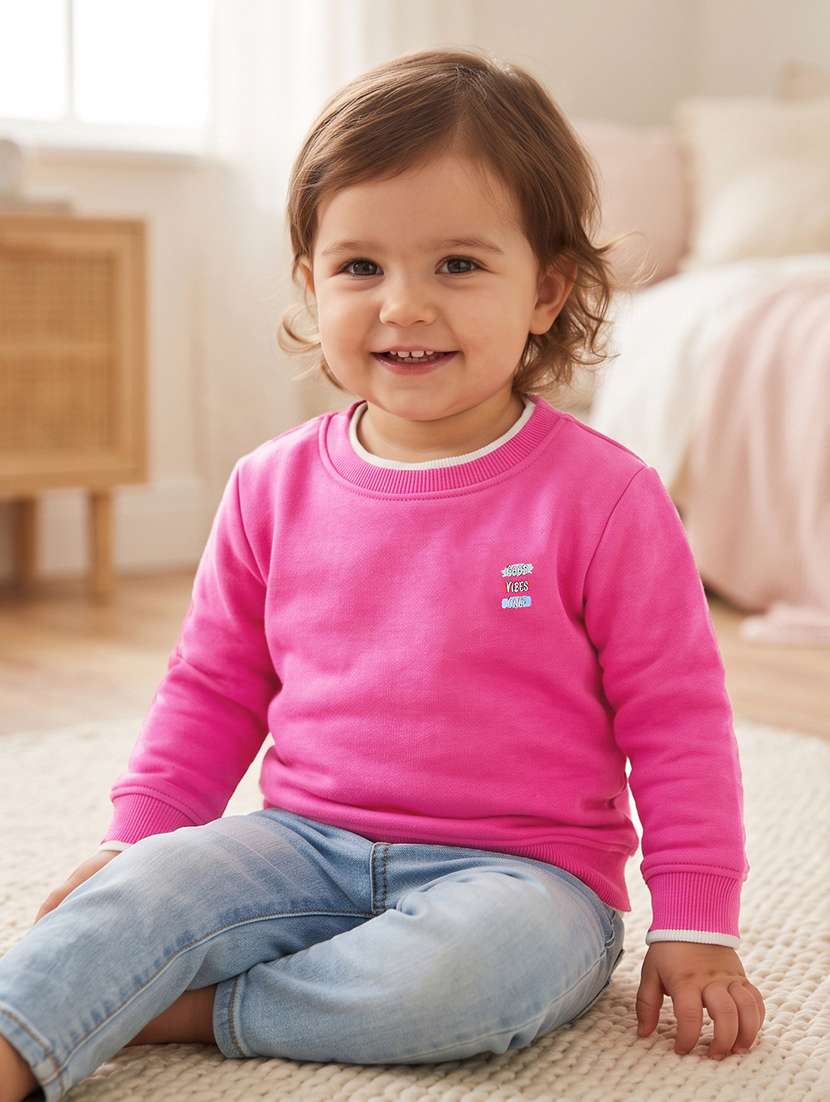 girls solid long sleeves regular fit sweatshirt