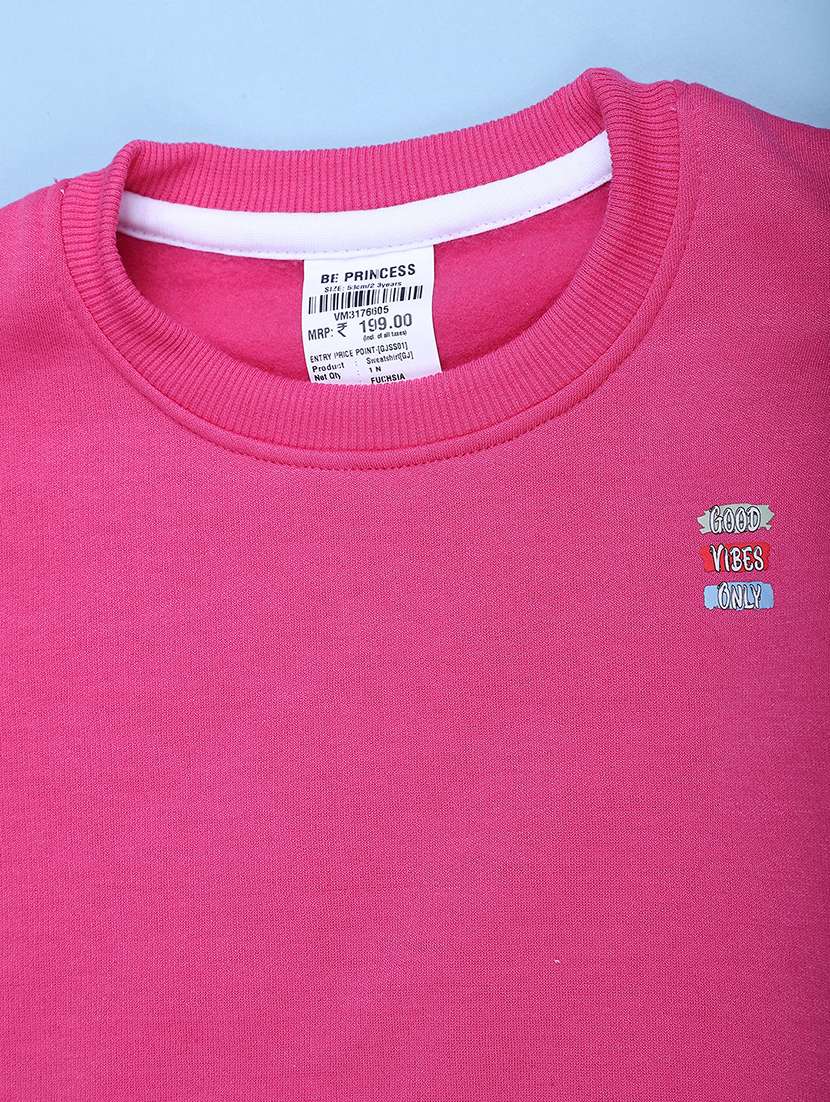 girls solid long sleeves regular fit sweatshirt - 22515223 -  Standard Image - 3