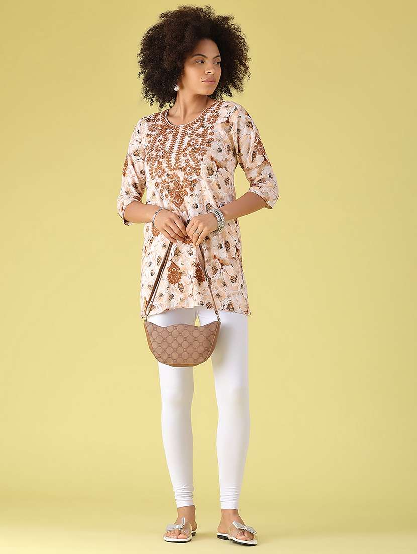 Women Printed Three Quarter Sleeves Straight Kurti - 22515410 -  Standard Image - 5