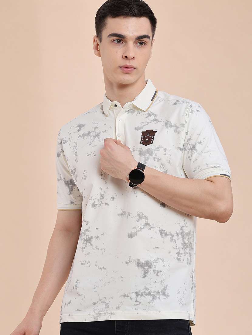 men printed short sleeves polo t-shirt