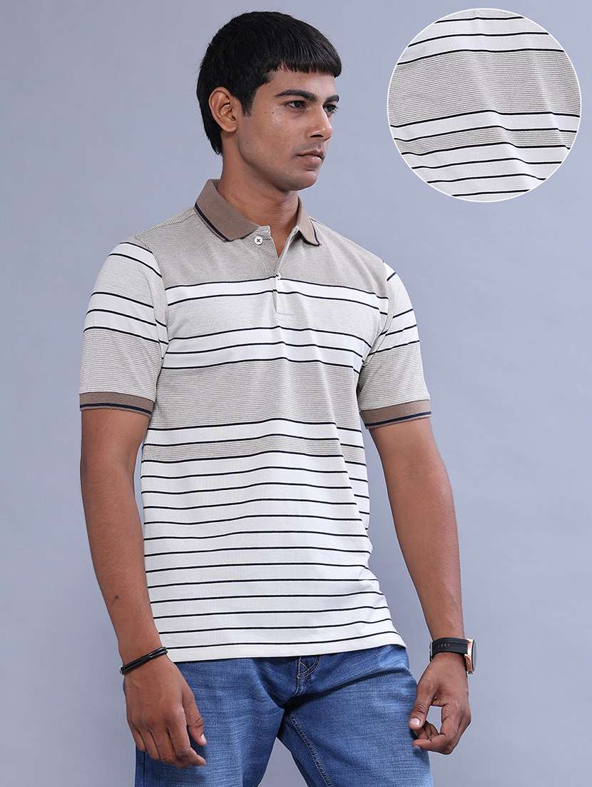 Men Striped Short Sleeve Regular Fit Polo T-shirt - 22515883 -  Standard Image - 3