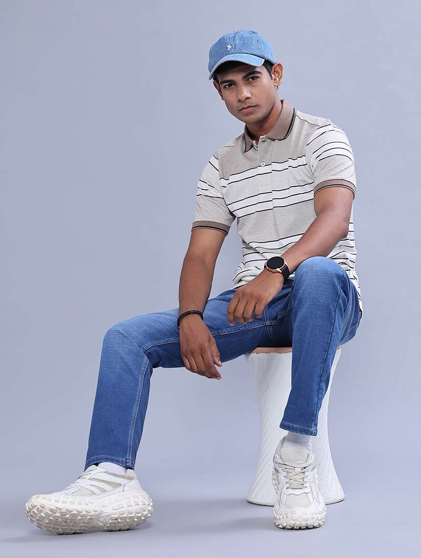 Men Striped Short Sleeve Regular Fit Polo T-shirt - 22515883 -  Standard Image - 5