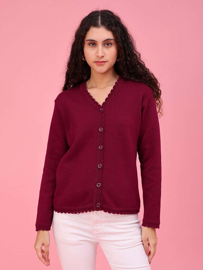 women solid long sleeves regular fit cardigan