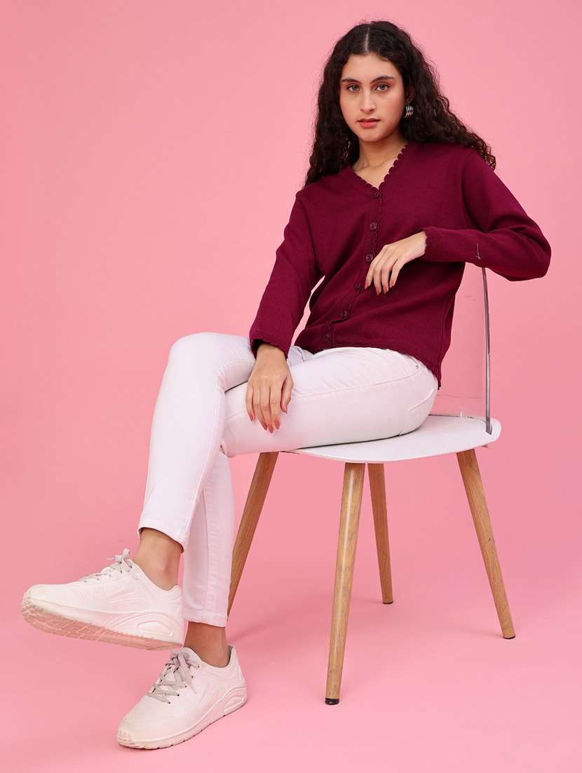 Women Solid Long Sleeves Regular Fit Cardigan - 22516303 -  Standard Image - 5