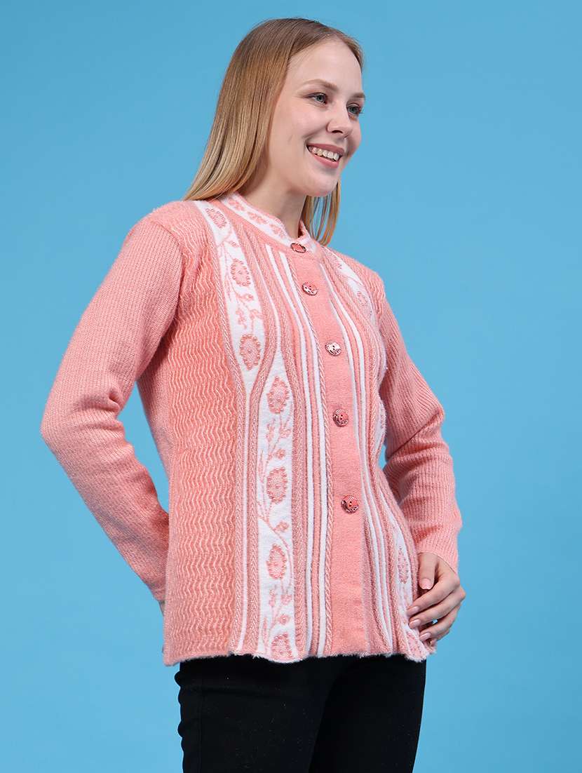 Women Self Design Long Sleeves Cardigan - 22516305 -  Standard Image - 3