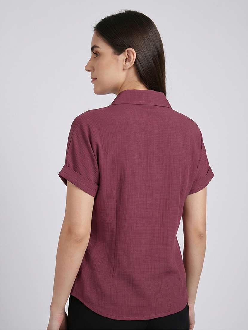 women solid short sleeves regular top - 22516587 -  Standard Image - 3