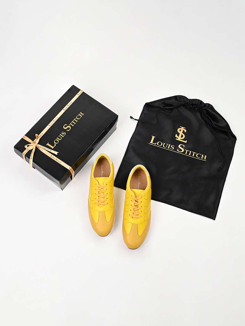 men yellow lace up sneaker - 22517732 -  Standard Image - 5