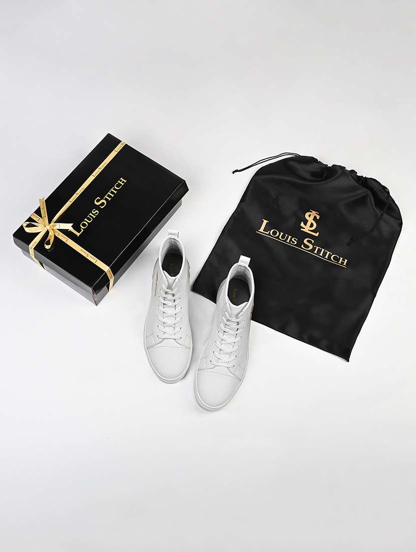 Men White Lace Up High Ankle Sneaker - 22517741 -  Standard Image - 5