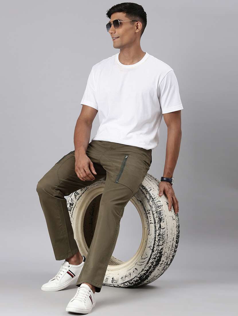 men solid mid rise regular fit cargo  - 22517745 -  Standard Image - 5
