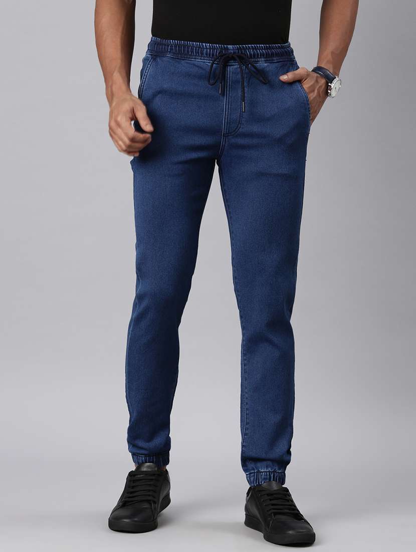 men solid mid rise slim fit jogger
