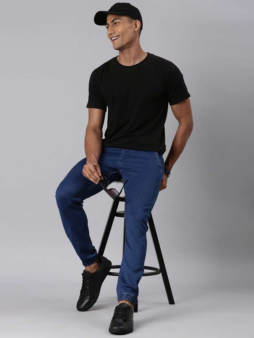 Men Solid Mid Rise Slim Fit Jogger - 22517747 -  Standard Image - 5
