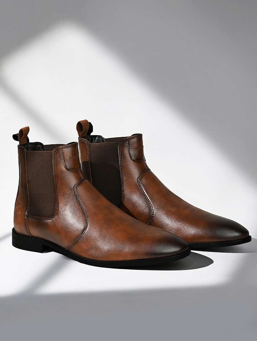 men tan slip on boot