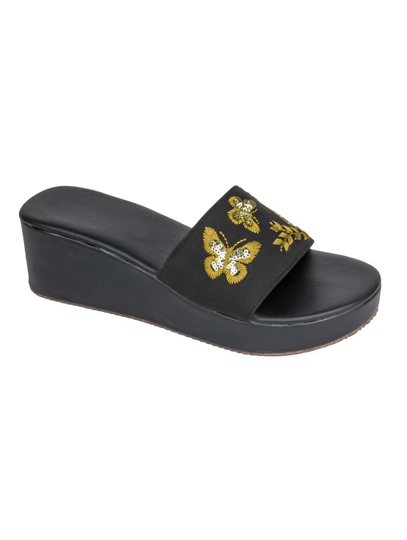 women embroidered slip on wedges - 22517756 -  Standard Image - 3