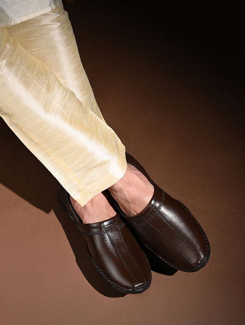 men brown slip on mojari
