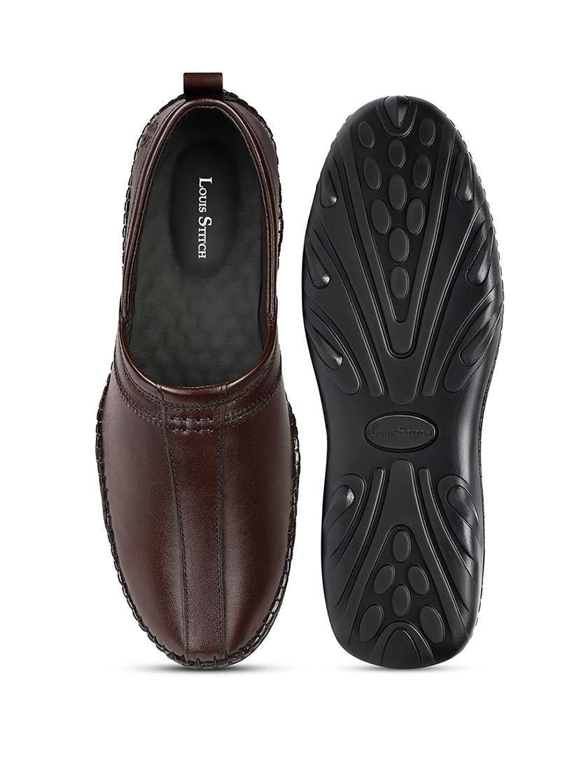 men brown slip on mojari - 22517757 -  Standard Image - 3