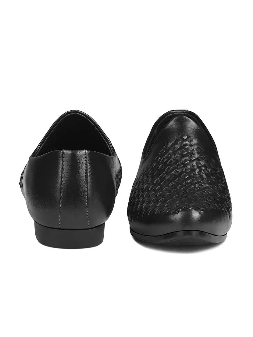 men black slip on mojari - 22517759 -  Standard Image - 3