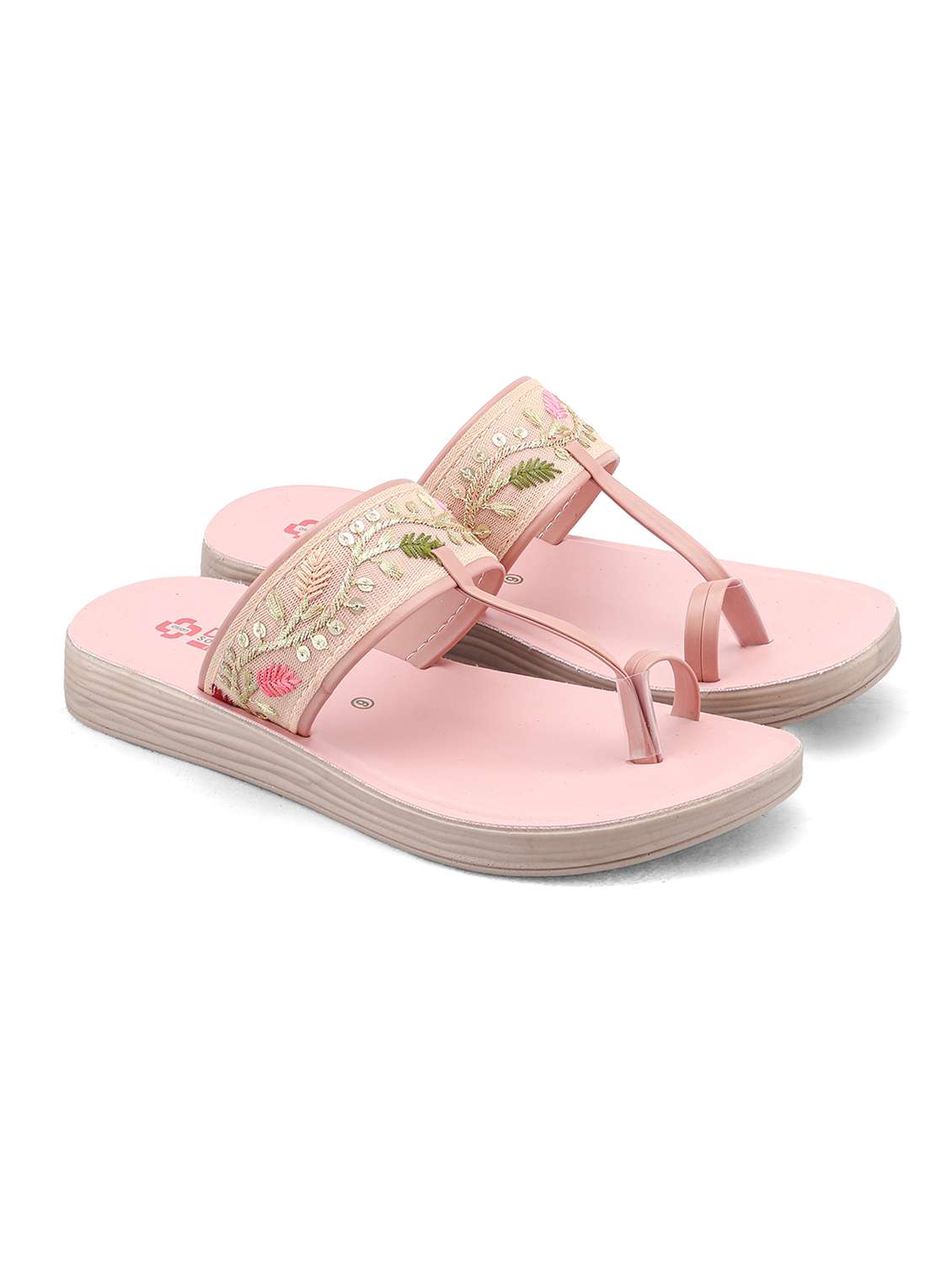 women embroidered one toe flat sandal