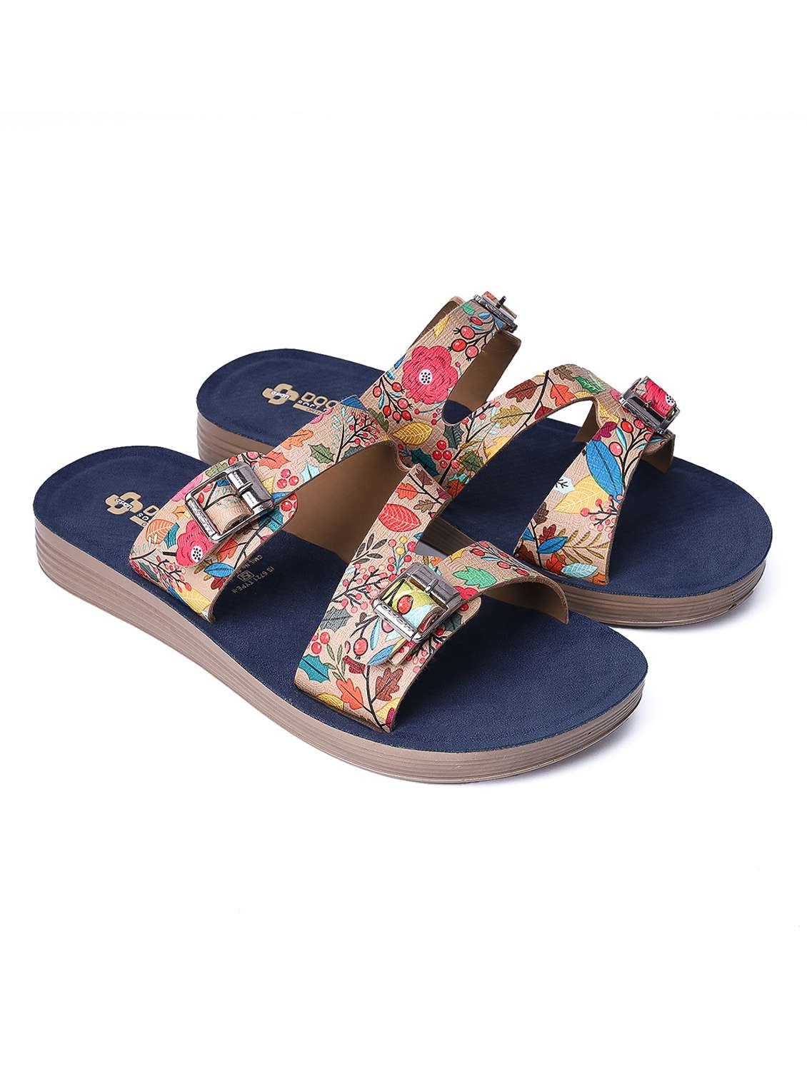 women printed slip on flat sandal