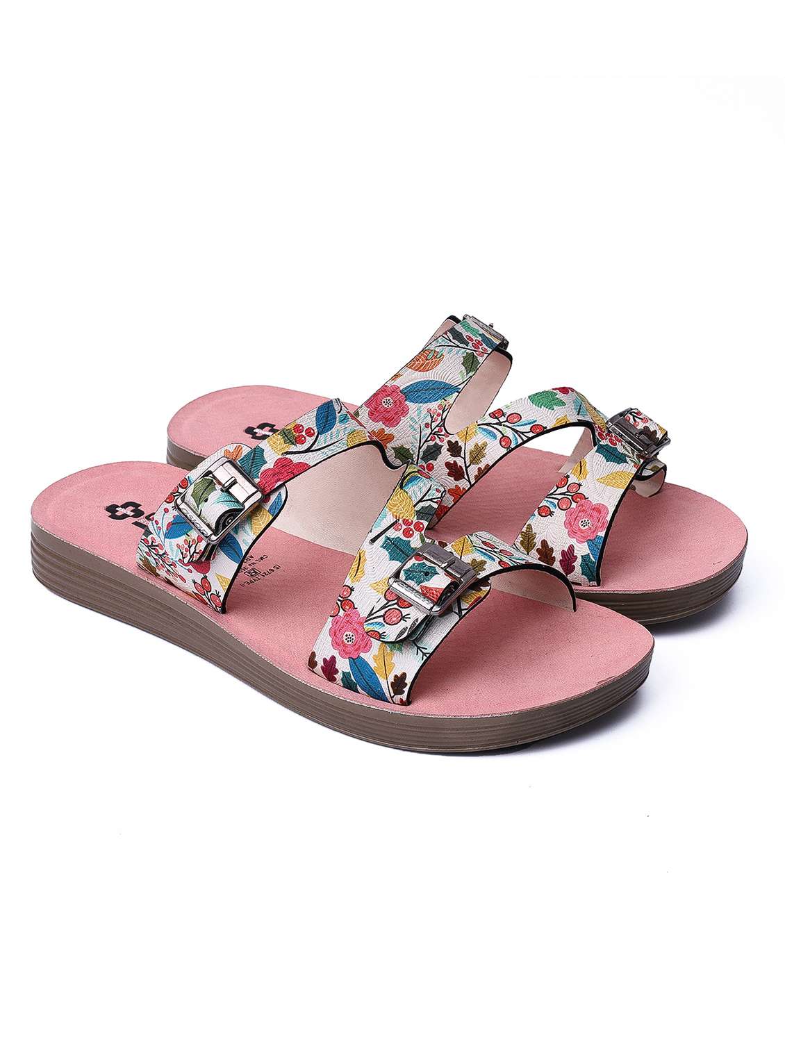 women printed slip on flat sandal