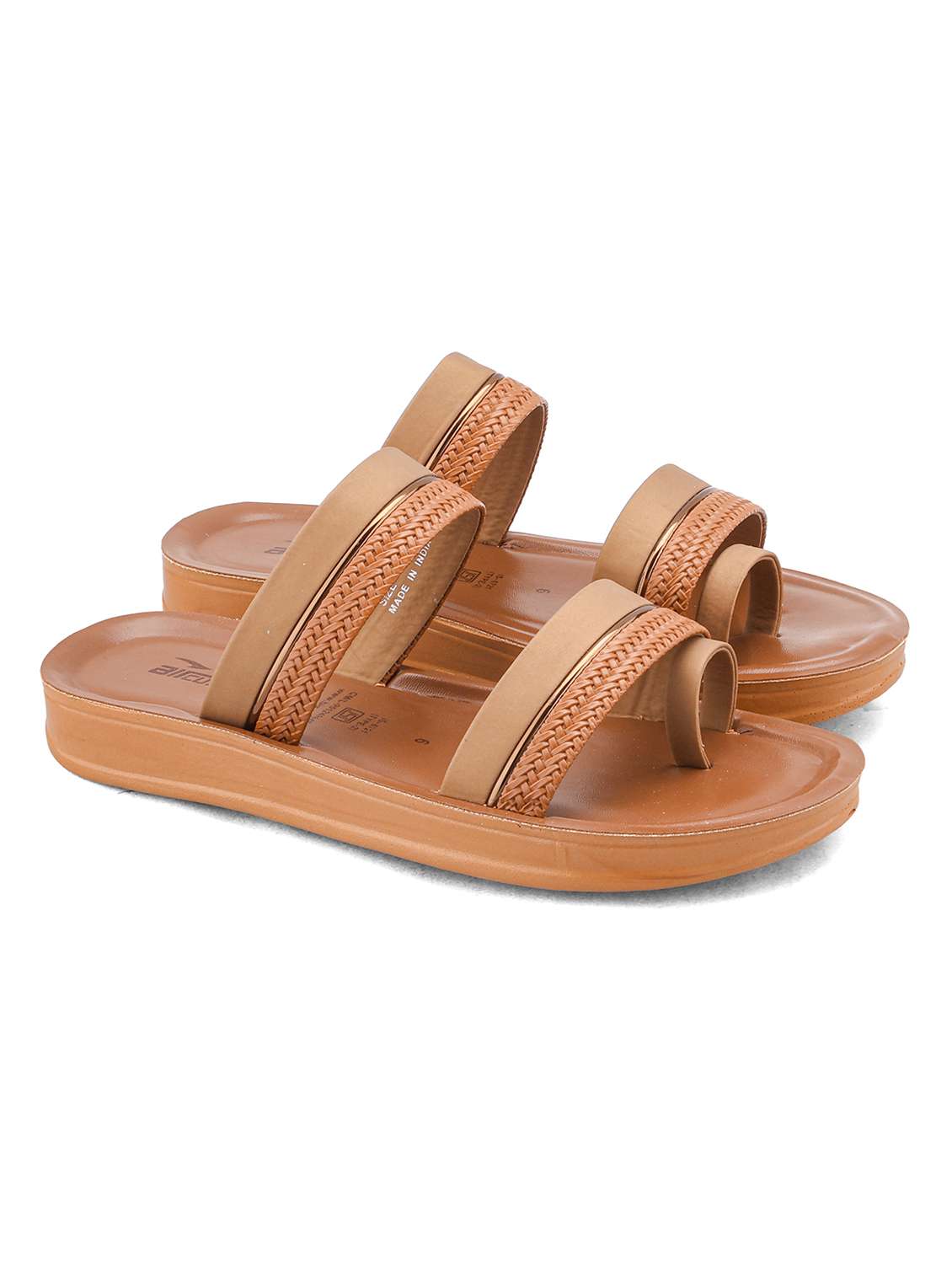 women textured one toe flat sandal