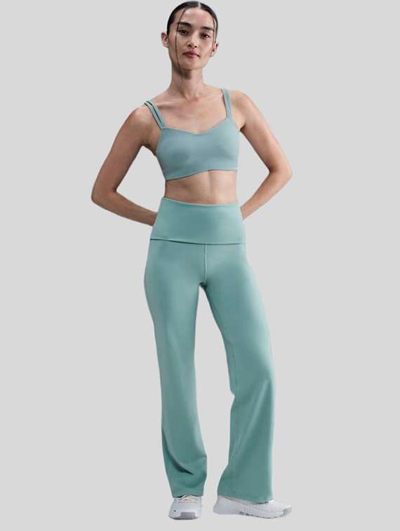 women solid high rise full length track pant