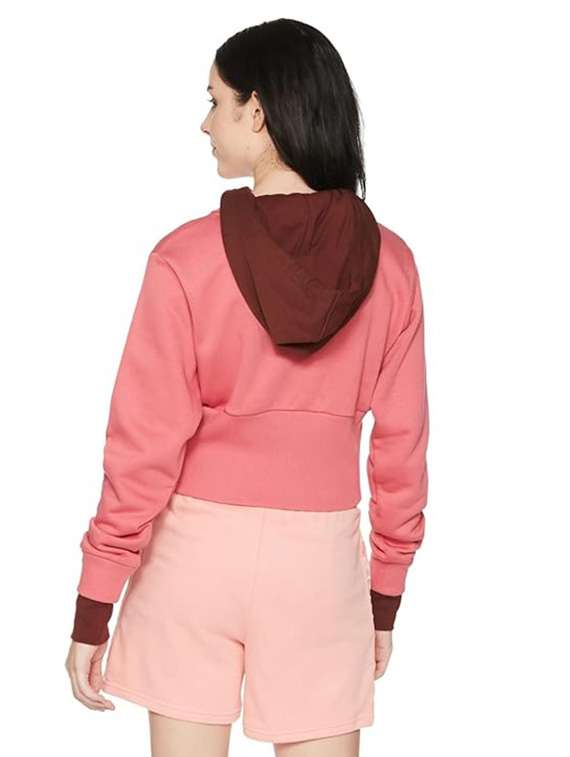 women colorblocked long sleeves hooded crop sweatshirt - 22517830 -  Standard Image - 3
