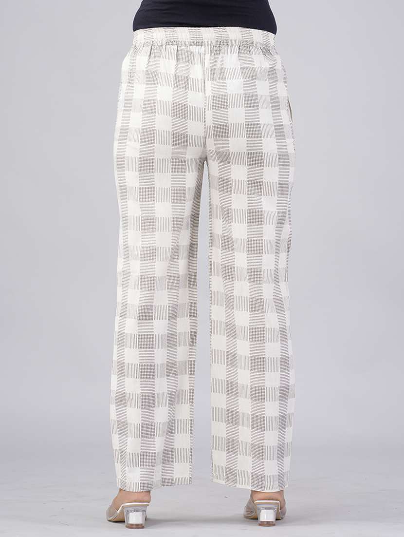 Women Checkered Mid Rise Straight Palazzo - 22517861 -  Standard Image - 3