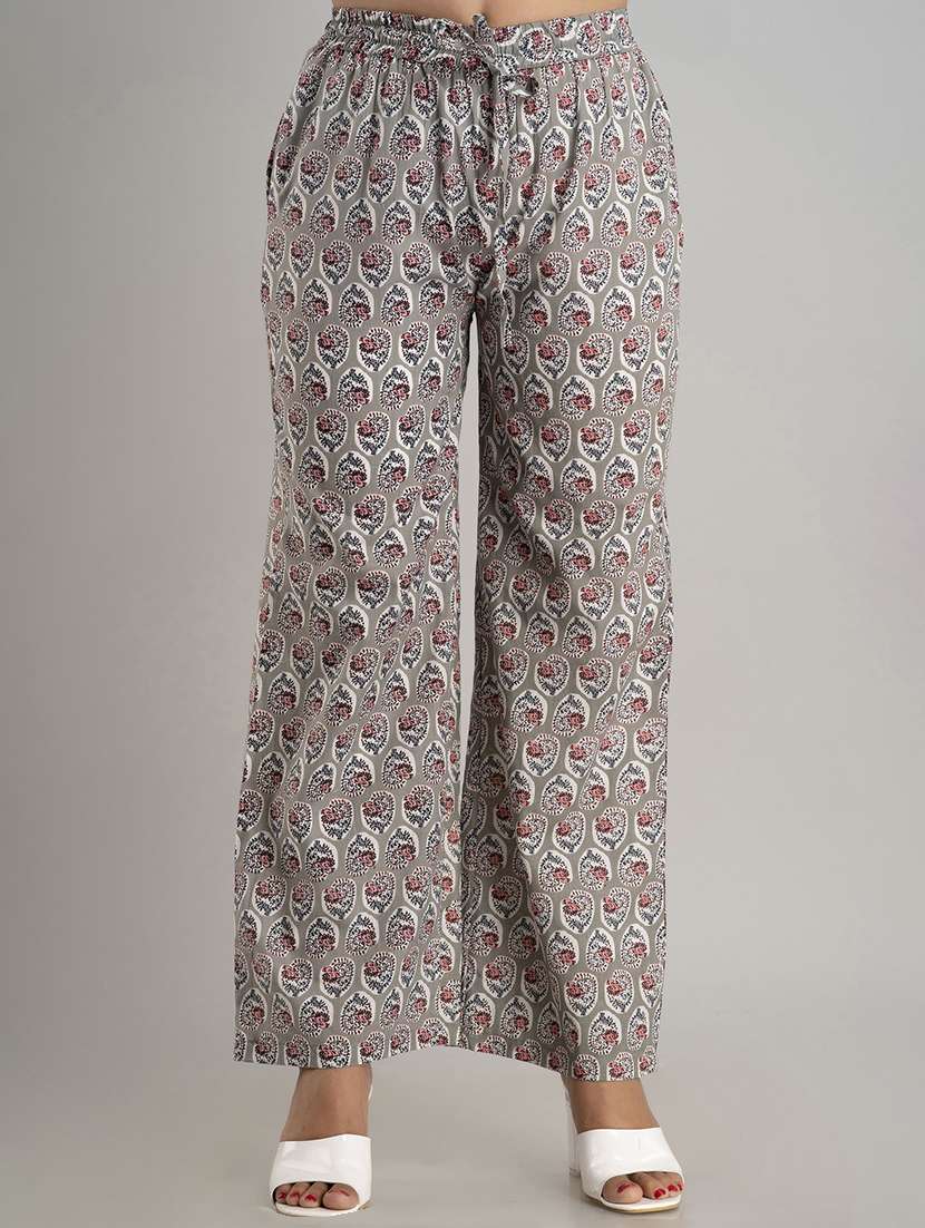 women printed mid rise straight palazzo