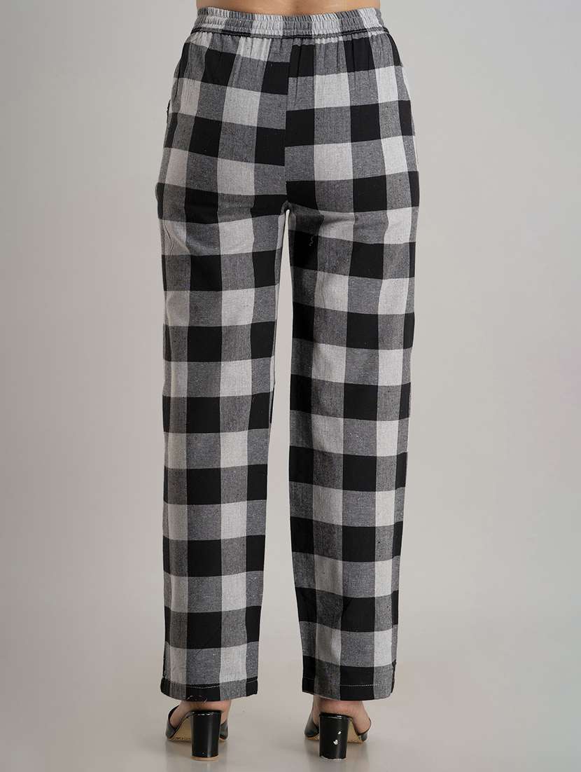 women checkered mid rise straight palazzo - 22517899 -  Standard Image - 3