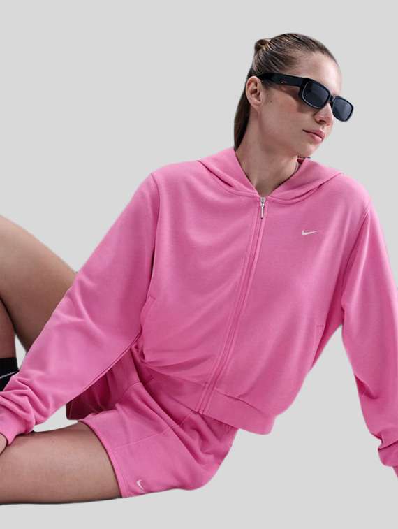 women solid long sleeves hooded sweatshirt