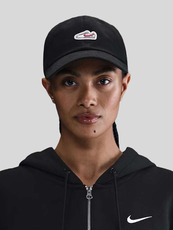 nike black cotton unstructured patch cap