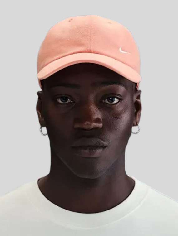 nike orange polyester base ball cap with adjustable strap