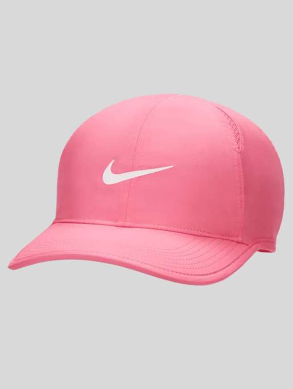 pink polyester base ball cap with white logo