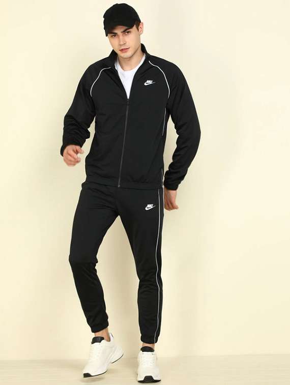 men solid long sleeve full length track suit