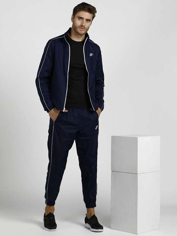 men solid long sleeve full length track suit