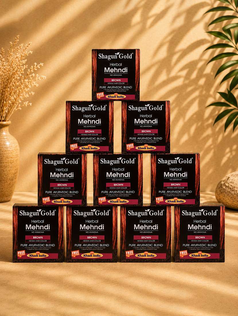 shagungold khadi mehendi premium brown 10 x 60 grams