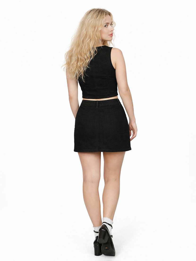 Women Solid Sleeveless Top And Skirt Co-ord Set - 22518154 -  Standard Image - 3